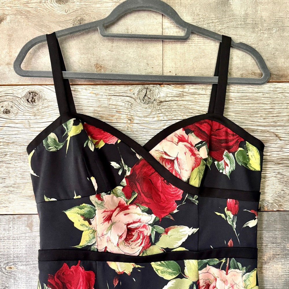 Black Halo Daria Sheath Dress 10 Black Red Rose Corset Coquette Wedding Garden - Picture 3 of 10